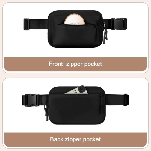 Fanny Packs for Women Men,Belt Bag with 4 Zipper Pockets,Waterproof Crossbody Bag,Fashion Waist Packs with Adjustable Long Strap for Workout/Running/Yoga/Shopping/Hiking,Black - Image 6