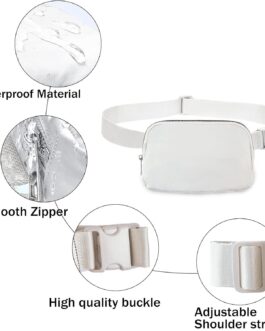 Fanny Packs for Women and Men, Fashionable Belt Bag for LuLu Waist Bag Lemon Bags, Everywhere Belt Cute Bag for Travel Workout Running Hiking for Lady Girls and Men (White)