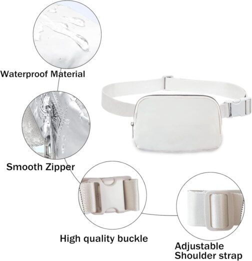 Fanny Packs for Women and Men, Fashionable Belt Bag for LuLu Waist Bag Lemon Bags, Everywhere Belt Cute Bag for Travel Workout Running Hiking for Lady Girls and Men (White) - Image 2