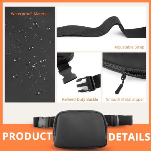 Fanny Packs for Women Fashionable Crossbody Belt Bag Bum Bag, Men Waist Packs bag with Adjustable straps for Running, Hiking, Travel - Image 3