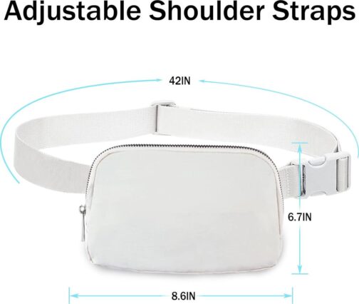 Fanny Packs for Women and Men, Fashionable Belt Bag for LuLu Waist Bag Lemon Bags, Everywhere Belt Cute Bag for Travel Workout Running Hiking for Lady Girls and Men (White) - Image 7