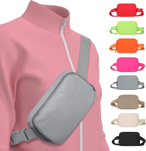 Fanny Packs for Women - Belt Bag for Women - Fanny Pack Crossbody Bags - Grey Fanny Pack with Adjustable Strap, Fashion Cross Body Fanny Pack for Running Workout Hiking Travel