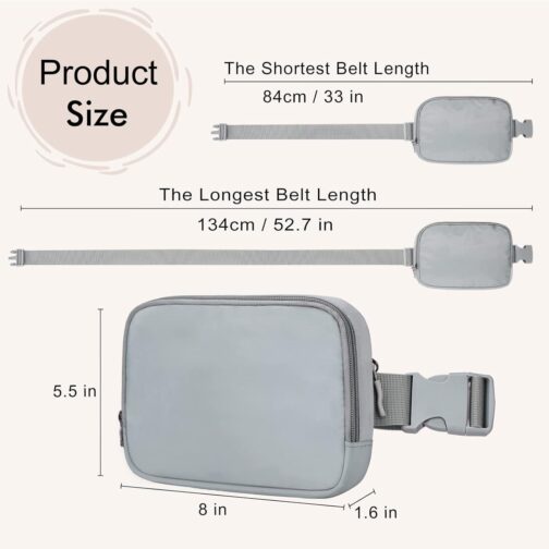 Fanny Packs for Women - Belt Bag for Women - Fanny Pack Crossbody Bags - Grey Fanny Pack with Adjustable Strap, Fashion Cross Body Fanny Pack for Running Workout Hiking Travel - Image 4