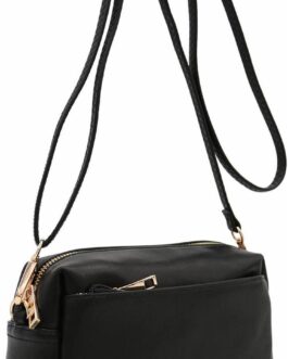 FashionPuzzle Triple Zip Small Crossbody Bag