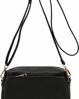 FashionPuzzle Triple Zip Small Crossbody Bag