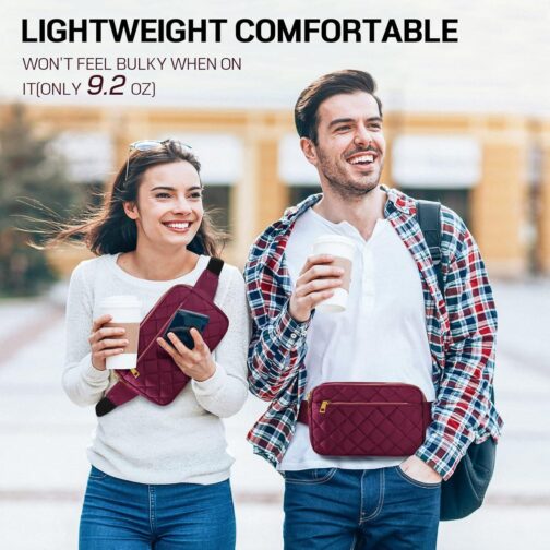 Fashion Fanny Packs for Women and Men, Girls Boys Teens Waist Bag Hip Bum Bag Cute Fanny Pack Casual Bum Bag with Multi-Pockets Adjustable Belts for Disney Traveling Cycling Running (Wine Red) - Image 7