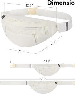 Fashion Large Fanny Waist Pack Crossbody Belt Bag for Women and Men,Lightweight Bag with Zipper and Pockets,Water Resistant,Hands Free Phone Carrying,for Running,Sports(Beige)