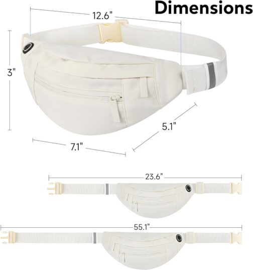 Fashion Large Fanny Waist Pack Crossbody Belt Bag for Women and Men,Lightweight Bag with Zipper and Pockets,Water Resistant,Hands Free Phone Carrying,for Running,Sports(Beige) - Image 2