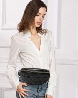 Fashion Waist Packs for Women Fanny Packs Quilted Belt Bag Festival Bum Bags Crossbody Waist Purse for Sports Workout Traveling Running Casual bag(Women Fanny Pack for Black)