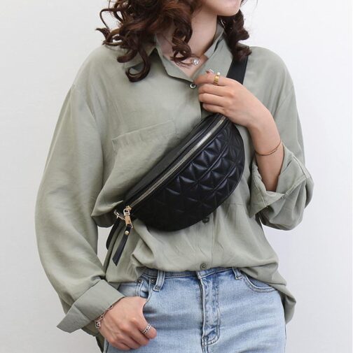 Fashion Waist Packs for Women Fanny Packs Quilted Belt Bag Festival Bum Bags Crossbody Waist Purse for Sports Workout Traveling Running Casual bag(Women Fanny Pack for Black) - Image 3