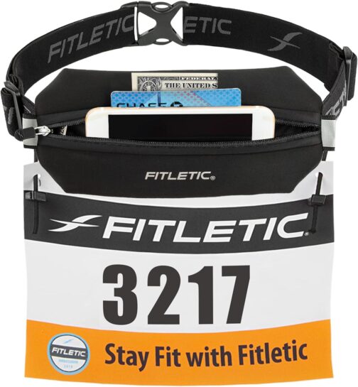 Fitletic Neo Race Belt, Black | Unique No Bounce Design for Marathon, Triathlon, Trail, 5k, 10k | Running Belt | N01R-01 - Image 2