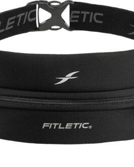 Fitletic Neo Race Belt, Black | Unique No Bounce Design for Marathon, Triathlon, Trail, 5k, 10k | Running Belt | N01R-01