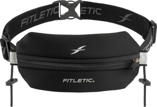 Fitletic Neo Race Belt, Black | Unique No Bounce Design for Marathon, Triathlon, Trail, 5k, 10k | Running Belt | N01R-01