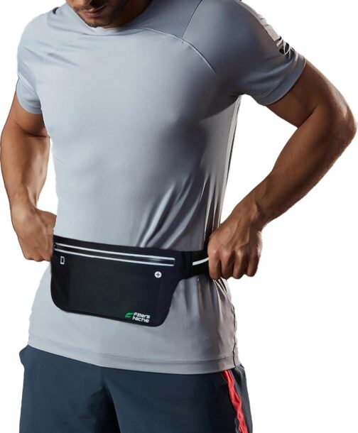 Fitter's Niche UltraSlim Fanny Waist Pack Water Resistant Bag, Reflective Elastic Belt Fit 24 to 43inch Waists, Holds Phones up to 6.7inch Ideal for Indoor and Outdoor Workouts, Exercises and Trips - Image 3