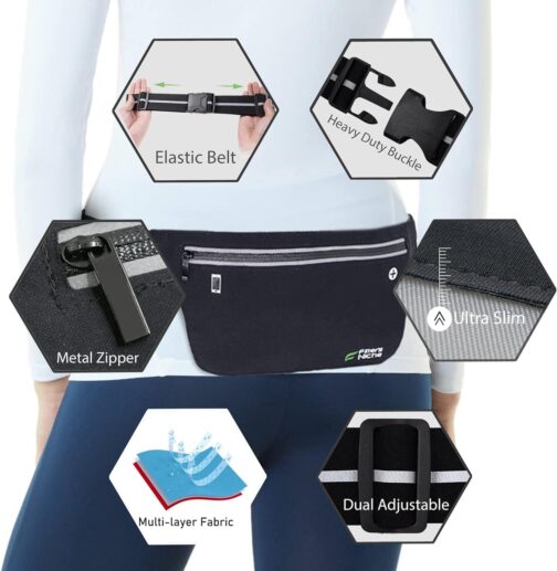 Fitter's Niche UltraSlim Fanny Waist Pack Water Resistant Bag, Reflective Elastic Belt Fit 24 to 43inch Waists, Holds Phones up to 6.7inch Ideal for Indoor and Outdoor Workouts, Exercises and Trips - Image 9