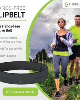 FlipBelt Classic Running Belt, Running Fanny Pack for Women and Men, Non Chafing Waist Band Pack for Phone, Moisture Wicking Storage Belt, USA Company