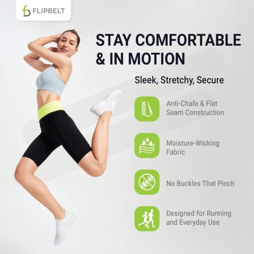 FlipBelt Classic Running Belt, Running Fanny Pack for Women and Men, Non Chafing Waist Band Pack for Phone, Moisture Wicking Storage Belt, USA Company - Image 4