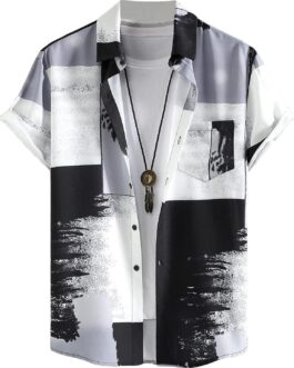 Floerns Men’s Striped Shirts Casual Short Sleeve Button Down Shirts