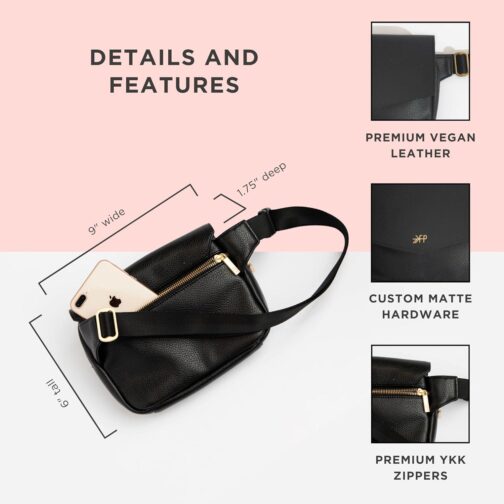 Freshly Picked Classic Park Pack, Fashion Waist Fanny Bag, Mom Hip Bag, Ebony Black - Image 4