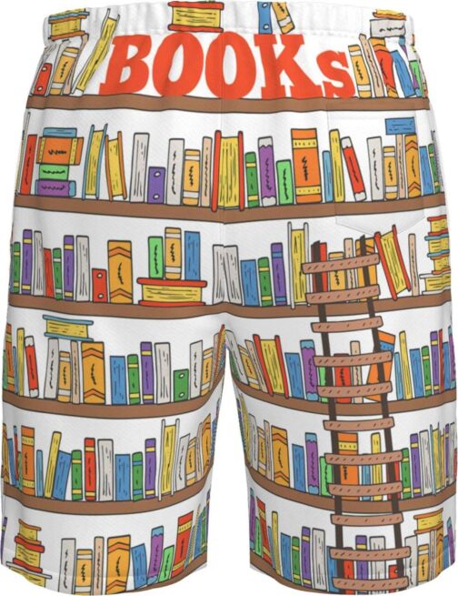 Funny Book Shelves Collection and Ladder Men's Swim Trunks Quick Dry Shorts for Beach, Casual, Summer, Hawaiian Bathing Suit - Image 6