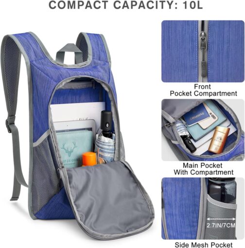 G4Free 10L Hiking Backpack Small Travel Hiking Daypack Lightweight Packable Backpack Casual Foldable Shoulder Bag - Image 3