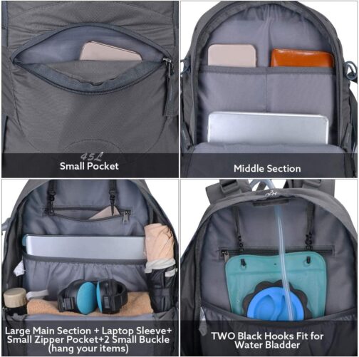 G4Free 45L Hiking Travel Backpack Waterproof with Rain Cover, Outdoor Camping Daypack for Men Women - Image 4