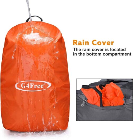 G4Free 45L Hiking Travel Backpack Waterproof with Rain Cover, Outdoor Camping Daypack for Men Women - Image 6