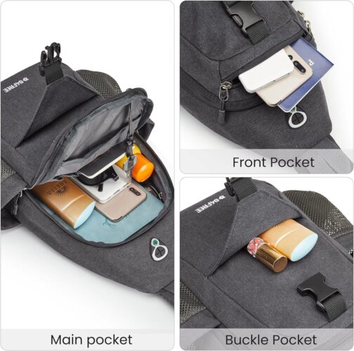 G4Free Canvas Sling Bag Crossbody Backpack with USB Charging Port and RFID Blocking, Hiking Daypack Chest Bag for Women Men - Image 5