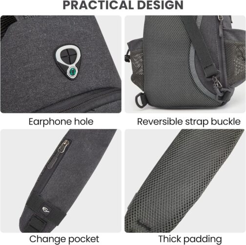 G4Free Canvas Sling Bag Crossbody Backpack with USB Charging Port and RFID Blocking, Hiking Daypack Chest Bag for Women Men - Image 6