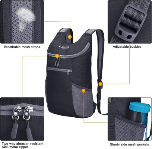 G4Free Lightweight Packable Hiking Backpack for Men Women Small Hiking Daypacks Foldable Shoulder Pack Casual Outdoor Bag 11L - Image 3