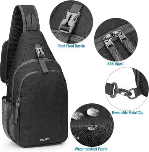 G4Free Sling Bag RFID Blocking Sling Backpack Crossbody Chest Bag Daypack for Hiking Travel(Black) - Image 7