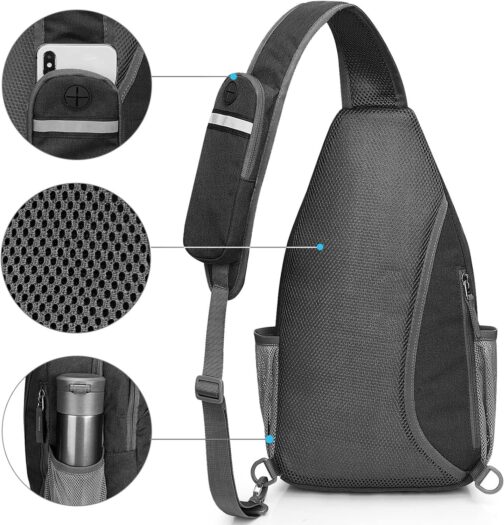G4Free Sling Bag RFID Blocking Sling Backpack Crossbody Chest Bag Daypack for Hiking Travel(Black) - Image 8