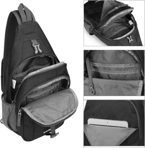 G4Free Sling Bag RFID Blocking Sling Backpack Crossbody Chest Bag Daypack for Hiking Travel(Black) - Image 6