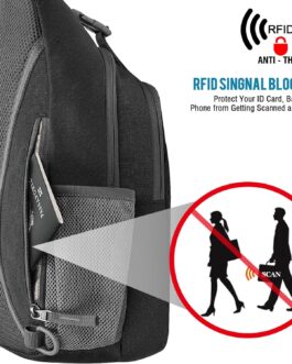 G4Free Sling Bag RFID Blocking Sling Backpack Crossbody Chest Bag Daypack for Hiking Travel(Black)