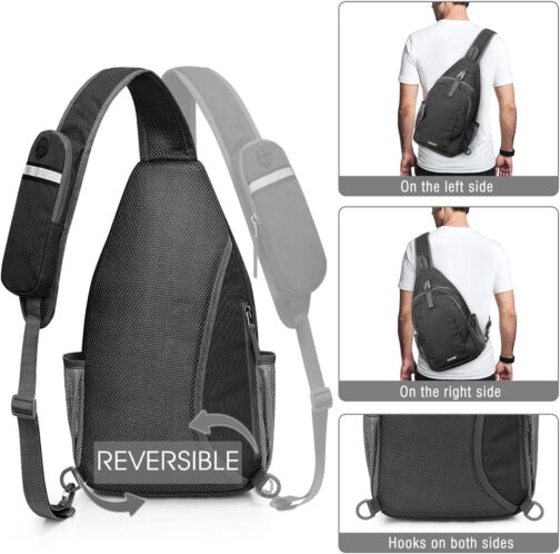 G4Free Sling Bag RFID Blocking Sling Backpack Crossbody Chest Bag Daypack for Hiking Travel(Black) - Image 5