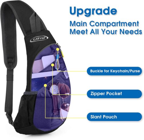 G4Free Sling Bags Men and Women Shoulder Backpack Small Cross Body Chest Sling Backpack (Black) - Image 2