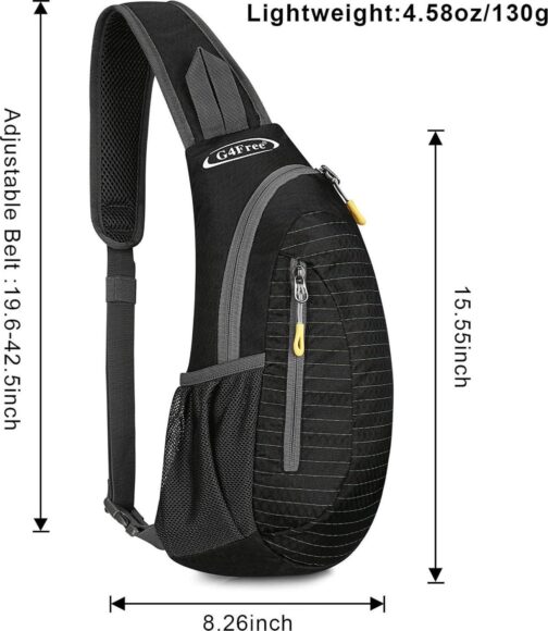 G4Free Sling Bags Men and Women Shoulder Backpack Small Cross Body Chest Sling Backpack (Black) - Image 3