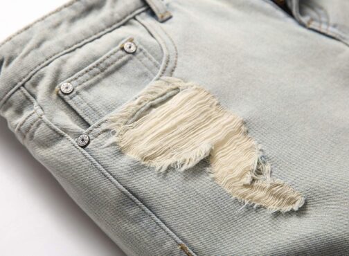 GUNLIRE Men's Summer Ripped Distressed Slim Fit Knee Length Washed Denim Jeans Shorts - Image 3