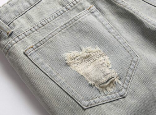 GUNLIRE Men's Summer Ripped Distressed Slim Fit Knee Length Washed Denim Jeans Shorts - Image 6