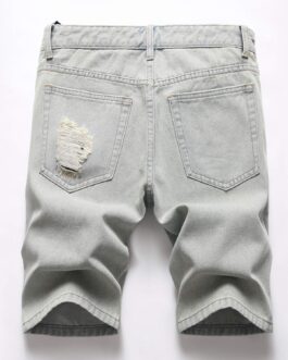 GUNLIRE Men’s Summer Ripped Distressed Slim Fit Knee Length Washed Denim Jeans Shorts