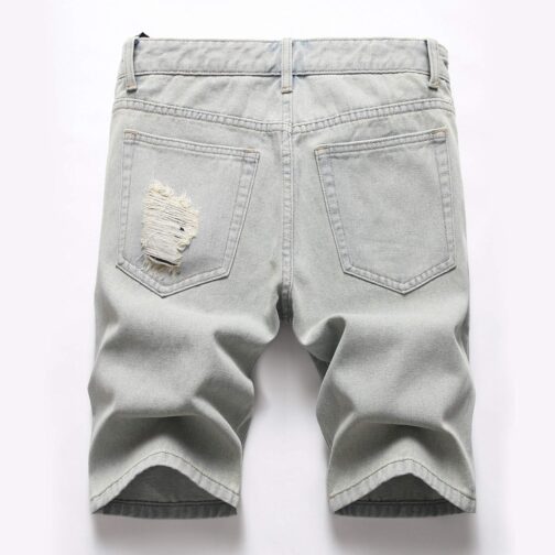 GUNLIRE Men's Summer Ripped Distressed Slim Fit Knee Length Washed Denim Jeans Shorts - Image 2
