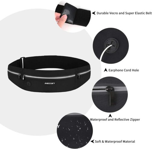 GUZACK Slim Running Belt for Phone 6.8'', Ultra Light Running Belts for Women/Men, Zipper Waterproof Running Waist Pack, Reflective Running Fanny Pack With 3 Separate pouch - Image 6