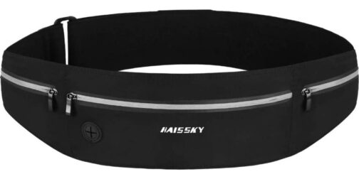 GUZACK Slim Running Belt for Phone 6.8'', Ultra Light Running Belts for Women/Men, Zipper Waterproof Running Waist Pack, Reflective Running Fanny Pack With 3 Separate pouch