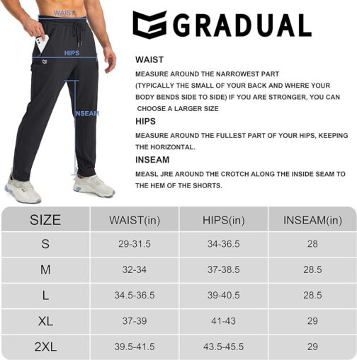 G Gradual Men's Sweatpants with Zipper Pockets Tapered Joggers for Men Athletic Pants for Workout, Jogging, Running - Image 7