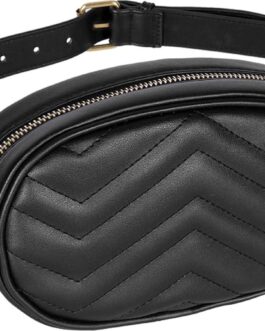Geestock Black Fanny Packs, Leather Waist Bags for Women, Waterproof Belt Bag, Crossbody Bag, Stylish Bumbag for Party, Travel, Gift