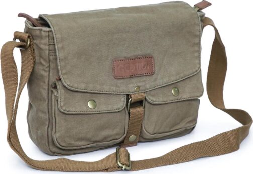 Gootium Canvas Messenger Bag - Vintage Crossbody Shoulder Bag Military Satchel