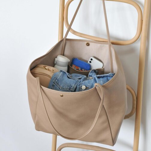 HOXIS Oversize Vegan Leather Tote Women Weekender Bag Shopper Handbag Travel Purse - Image 4