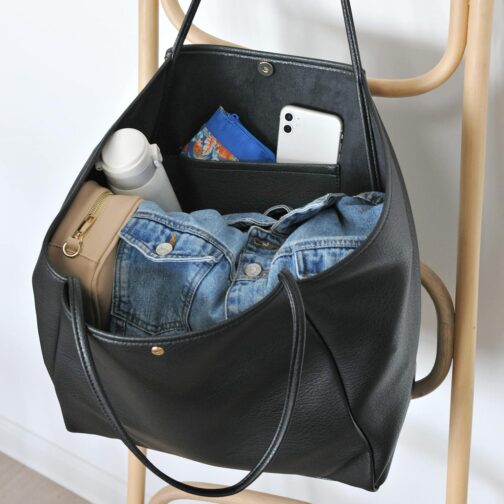 HOXIS Oversize Vegan Leather Tote Women Weekender Bag Shopper Handbag Travel Purse - Image 5