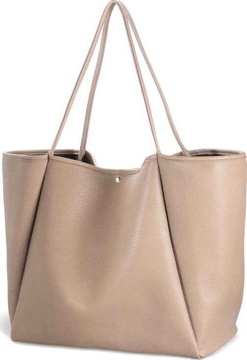 HOXIS Oversize Vegan Leather Tote Women Weekender Bag Shopper Handbag Travel Purse