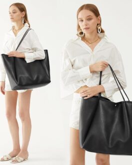 HOXIS Oversize Vegan Leather Tote Women Weekender Bag Shopper Handbag Travel Purse